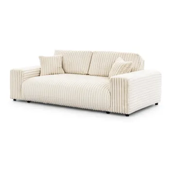 Canapea crem cu tapiterie din catifea reiata 213 cm Justin - Ropez imagine