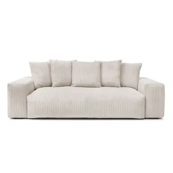 Canapea crem cu tapiterie din catifea reiata 280 cm Voltaire - Bobochic Paris imagine