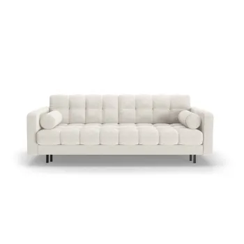 Canapea crem extensibila, cu spatiu de depozitare cu tapiterie din tesatura boucle 222 cm Bali - Cosmopolitan Design imagine