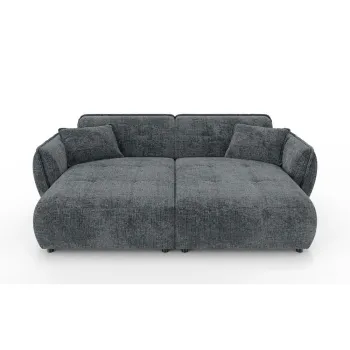 Canapea cu E(TM)ezlong gri A(R)nchis cu tapiE>erie din chenille 252 cm Nelia Big aEURRopez imagine