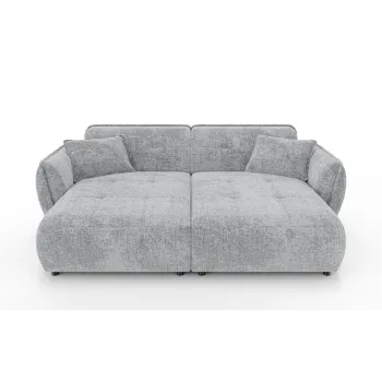 Canapea cu E(TM)ezlong gri deschis cu tapiE>erie din chenille 252 cm Nelia Big aEURRopez imagine