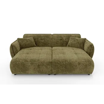 Canapea cu E(TM)ezlong verde cu tapiE>erie din chenille 252 cm Nelia Big aEURRopez imagine