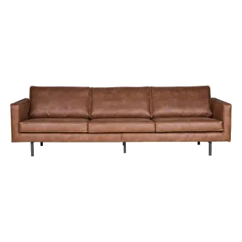 Canapea cu husa din piele reciclata BePureHome Rodeo, maro, 277 cm imagine