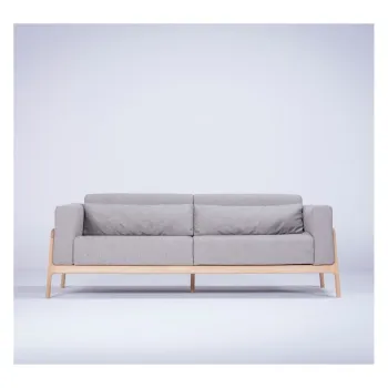 Canapea cu structura din lemn de stejar Gazzda Fawn, 210 cm, gri imagine