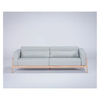 Canapea cu structura din lemn de stejar Gazzda Fawn Plus, 240 cm, albastru - gri imagine