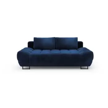 Canapea extensibila cu 3 locuri si tapiterie de catifea Windsor & Co Sofas Cirrus, albastru inchis imagine