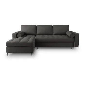 Canapea extensibila cu sezlong dreapta Milo Casa Santo, gri inchis imagine