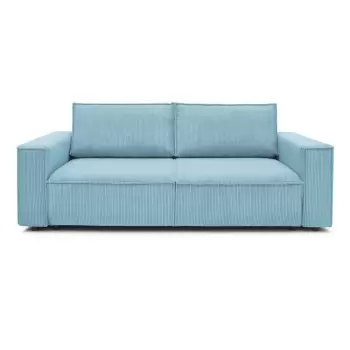Canapea extensibila cu velur Bobochic Paris Nihad, 245 cm, albastru deschis imagine