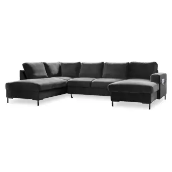 Canapea extensibila din catifea in forma de ,,U