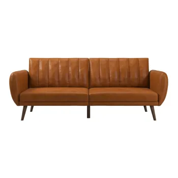 Canapea extensibila portocalie din imitatie de piele 207 cm Brittany - Novogratz imagine