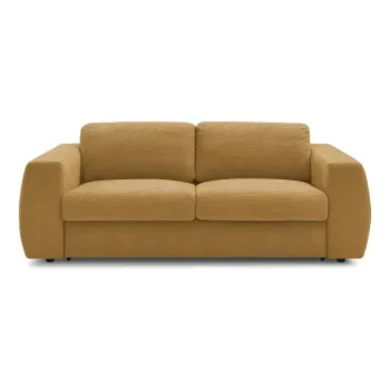 Canapea galben-muE(TM)tar pentru dormitul zilnic/extensibilAcu tapiE>erie din chenille 220 cm Hugo aEURBobochic Paris imagine