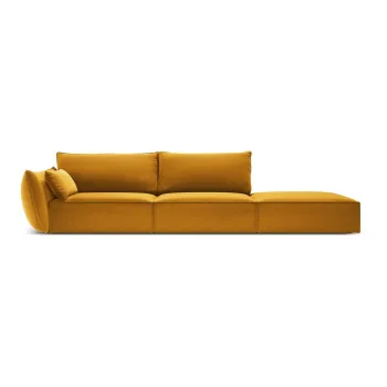 Canapea galben-mustar cu tapiterie din catifea, cu colt pe partea dreapta 264 cm Vanda - Mazzini Sofas imagine