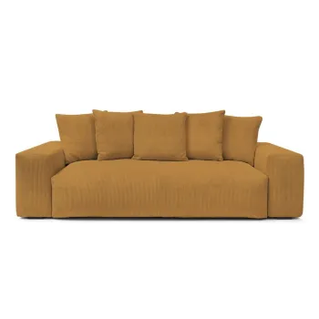 Canapea galben-mustar cu tapiterie din catifea reiata 280 cm Voltaire - Bobochic Paris imagine