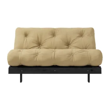 Canapea galben-mustar extensibila 140 cm Roots Black Night - Karup Design imagine