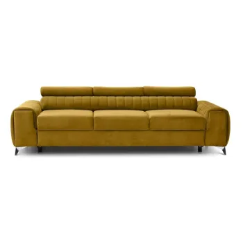 Canapea galben-mustar extensibila cu tapiterie din catifea 261 cm Laurence - ELTAP imagine