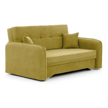 Canapea galbena extensibila/cu spatiu de depozitare cu tapiterie din chenille 155 cm Laine - ELTAP imagine