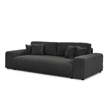 Canapea gri A(R)nchis extensibilAf/cu spaE>iu de depozitare cu tapiE>erie din catifea reiatA260 cm Justin aEURRopez imagine