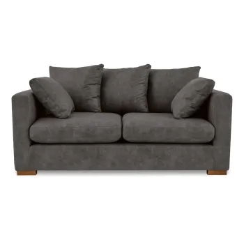 Canapea gri antracit cu tapiterie din imitatie de piele 175 cm Hamburg - Scandic imagine