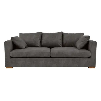 Canapea gri antracit cu tapiterie din imitatie de piele 225 cm Hamburg - Scandic imagine