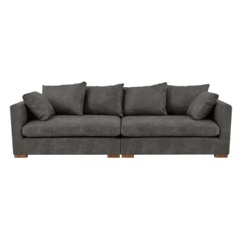 Canapea gri antracit cu tapiterie din imitatie de piele 266 cm Hamburg - Scandic imagine