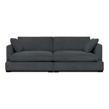 Canapea gri cu tapiterie din catifea reiata 236 cm Mobby - Scandic imagine