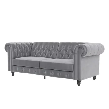 Canapea gri deschis cu tapiterie din catifea 236 cm Felix - Storaa imagine