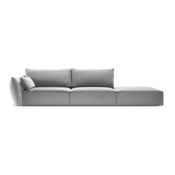 Canapea gri deschis cu tapiterie din catifea, cu colt pe partea dreapta 264 cm Vanda - Mazzini Sofas imagine