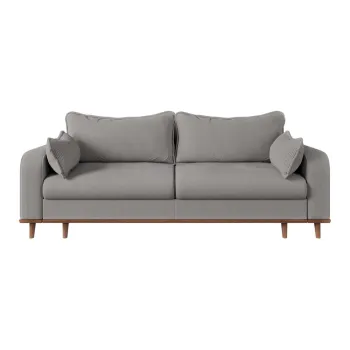 Canapea gri deschis cu tapiterie din catifea reiata 220 cm Beata - Ropez imagine