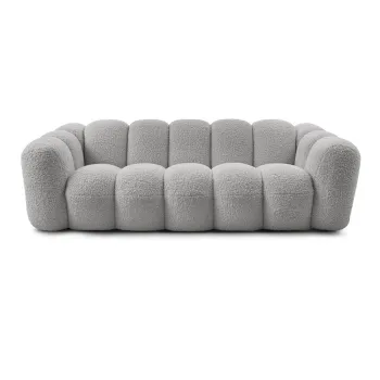 Canapea gri deschis cu tapiterie din tesatura boucle 232 cm Hippolyte - Bobochic Paris imagine