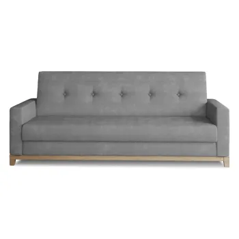 Canapea gri deschis extensibila/cu spatiu de depozitare cu tapiterie din catifea 216 cm Selene - ELTAP imagine