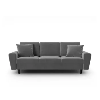 Canapea gri deschis extensibila, cu spatiu de depozitare cu tapiterie din catifea 235 cm Kyoto - Cosmopolitan Design imagine