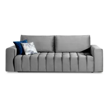 Canapea gri deschis extensibila/cu spatiu de depozitare cu tapiterie din catifea 247 cm Lazaro - ELTAP imagine