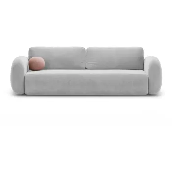 Canapea gri deschis extensibila/cu spatiu de depozitare cu tapiterie din catifea 262 cm Tonale - Cosmopolitan Design imagine