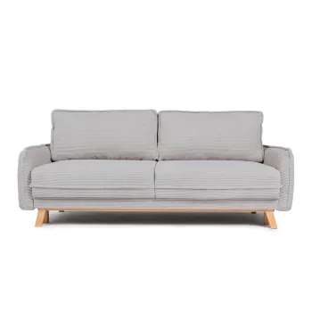 Canapea gri deschis extensibila/cu spatiu de depozitare cu tapiterie din catifea reiata 218 cm Tori - Bonami Selection imagine