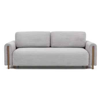 Canapea gri deschis extensibila/cu spatiu de depozitare cu tapiterie din catifea reiata 244 cm Arcadova - ELTAP imagine