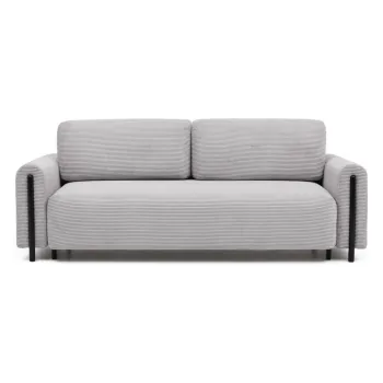 Canapea gri deschis extensibila/cu spatiu de depozitare cu tapiterie din catifea reiata 244 cm Arcadova - ELTAP imagine