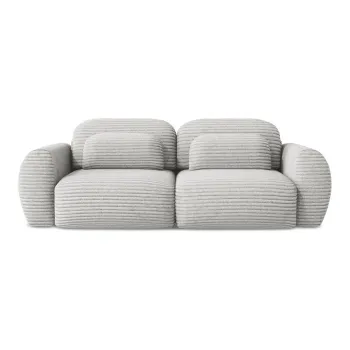 Canapea gri deschis extensibila/cu spatiu de depozitare cu tapiterie din catifea reiata 266 cm Kini - Makamii imagine