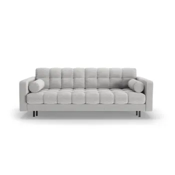 Canapea gri deschis extensibila, cu spatiu de depozitare cu tapiterie din tesatura boucle 222 cm Bali - Cosmopolitan Design imagine