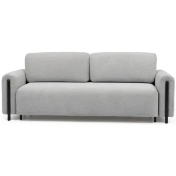 Canapea gri deschis extensibila/cu spatiu de depozitare cu tapiterie din tesatura boucle 244 cm Arcadova - ELTAP imagine