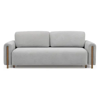 Canapea gri deschis extensibila/cu spatiu de depozitare cu tapiterie din tesatura boucle 244 cm Arcadova - ELTAP imagine