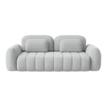 Canapea gri deschis extensibila/cu spatiu de depozitare cu tapiterie din tesatura boucle 266 cm Pele - Makamii imagine