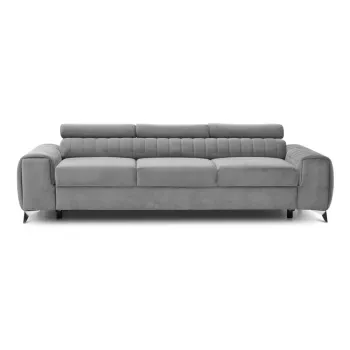 Canapea gri deschis extensibila cu tapiterie din catifea 261 cm Laurence - ELTAP imagine