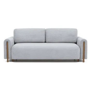 Canapea gri extensibila/cu spatiu de depozitare cu tapiterie din catifea reiata 244 cm Arcadova - ELTAP imagine