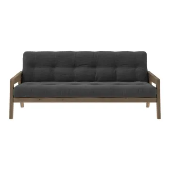 Canapea gri extensibila cu tapiterie din catifea reiata 204 cm Grab - Karup Design imagine