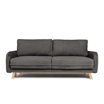 Canapea gri extensibila cu tapiterie din catifea reiata 218 cm Tori - Bonami Selection imagine