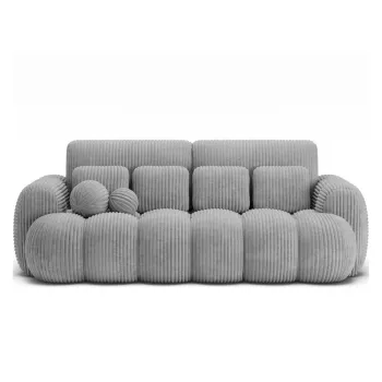 Canapea gri extensibila cu tapiterie din catifea reiata 256 cm Cotonn - ELTAP imagine