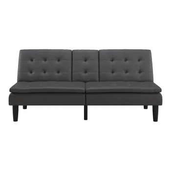 Canapea gri extensibila cu tapiterie din imitatie de piele 191 cm Maine - Storaa imagine