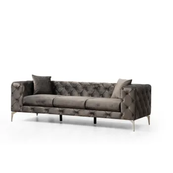 Canapea gri inchis cu tapiterie din catifea 237 cm Como - Balcab Home imagine