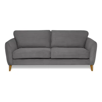 Canapea gri inchis cu tapiterie din catifea reiata 206 cm Paris - Scandic imagine