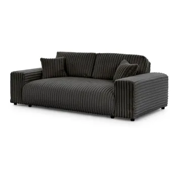 Canapea gri inchis cu tapiterie din catifea reiata 213 cm Justin - Ropez imagine